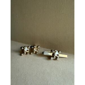 Vintage Art Deco Mother of Pearl Bowling‎ Cuff Links and Tie Tack Set